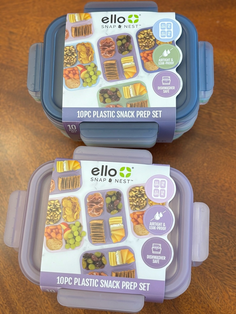 ello Snap & Nest 10pc Plastic Snack Prep Set - Blue & Lavender